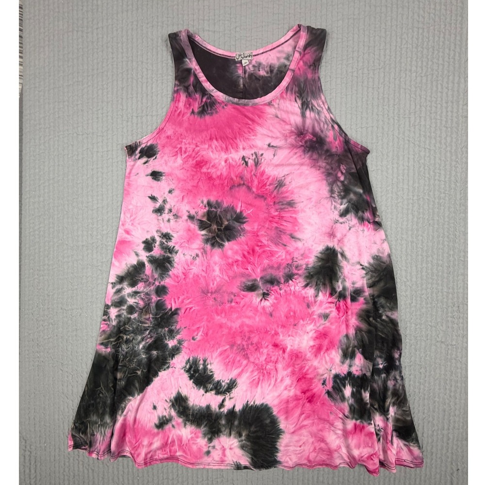J for Justify Pink Black Tie Dye Tank Top Plus Size 2X A-Line Sleeveless Tunic